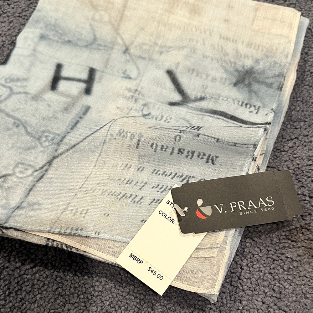 V. FRAAS Soft Blue Printed Scarf